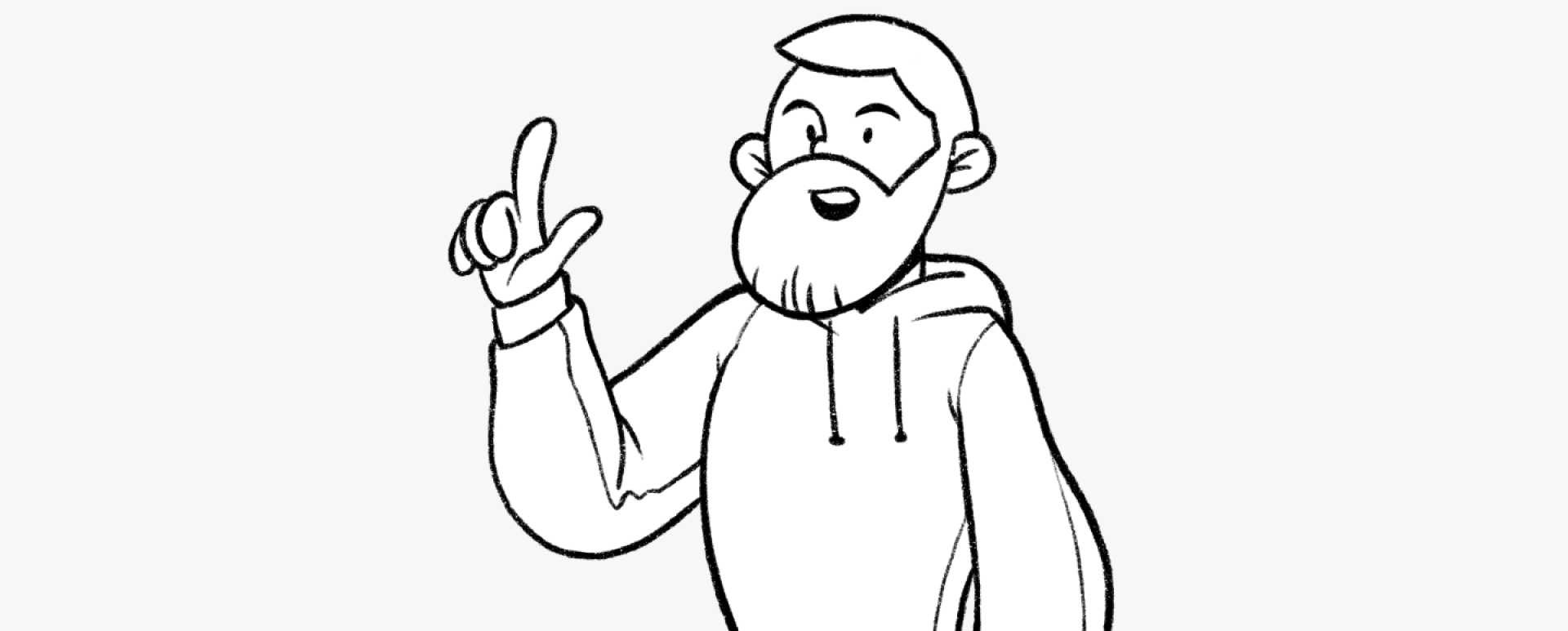 The bearded man raising an index finger to make a point