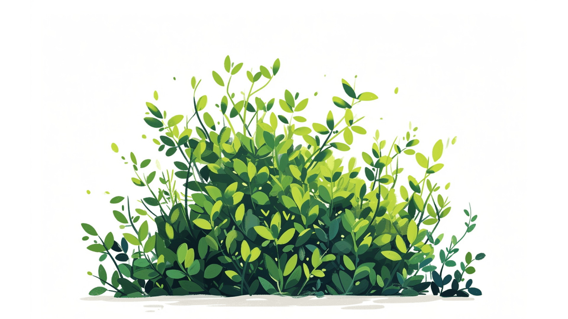 A low, sprawling bush with many equal branches and no trunk